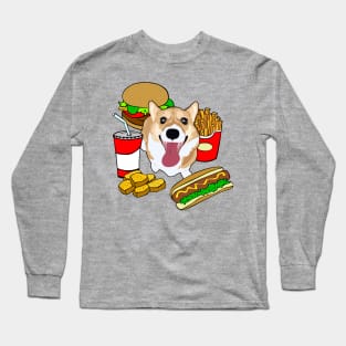 Fast Food Corgi Long Sleeve T-Shirt